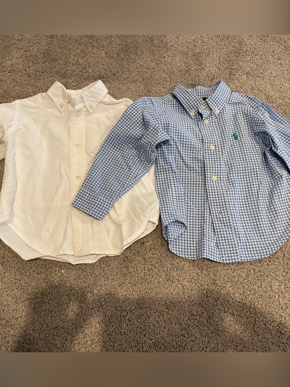 Ralph Lauren Boys Blue Gingham & White Button-Down Shirts (2)